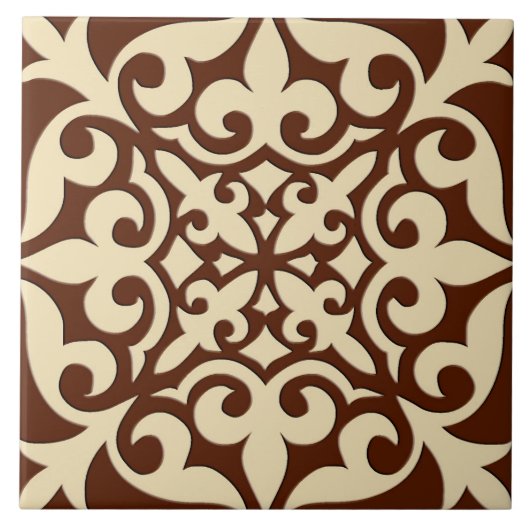 Marokkaanse tegels - chocoladebruin en beige tegeltje (Voorkant)