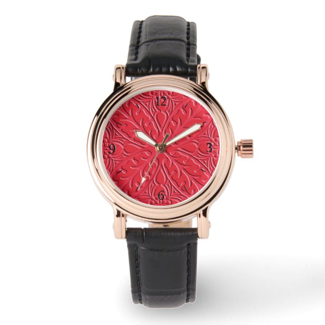 Marokkaanse tegels - cinnaber red horloge (Voorkant)