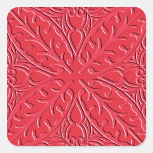 Marokkaanse tegels - cinnaber red vierkante sticker (Voorkant)