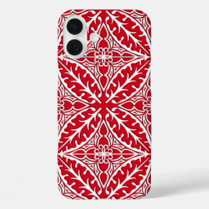 Marokkaanse tegels - donkerrood en wit iPhone 16 plus hoesje