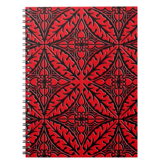 Marokkaanse tegels - donkerrood en zwart notitieboek (Voorkant)