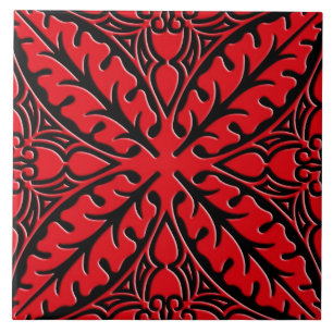 Marokkaanse tegels - donkerrood en zwart tegeltje