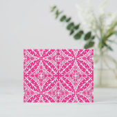 Marokkaanse tegels - fuchsia roze en wit briefkaart (Staand voorkant)