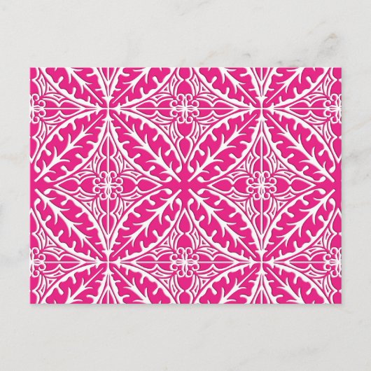 Marokkaanse tegels - fuchsia roze en wit briefkaart (Voorkant)