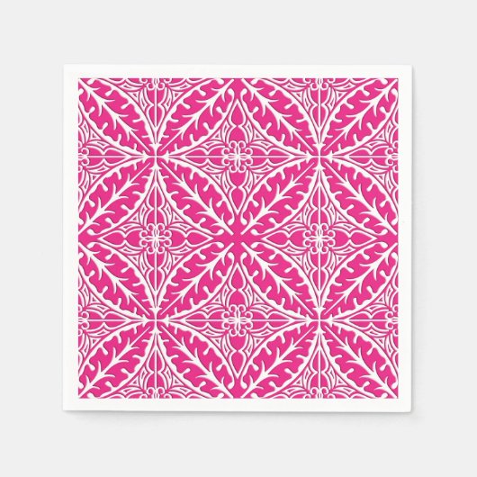 Marokkaanse tegels - fuchsia roze en wit servet (Voorkant)