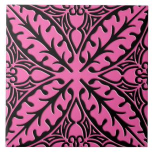 Marokkaanse tegels - fuchsia roze en zwart tegeltje