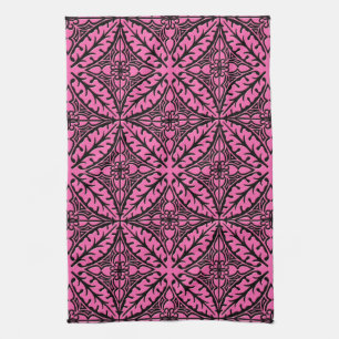 Marokkaanse tegels - fuchsia roze en zwart theedoek