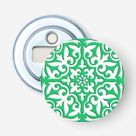 Marokkaanse tegels - groen en wit jade button flesopener (Voorkant)