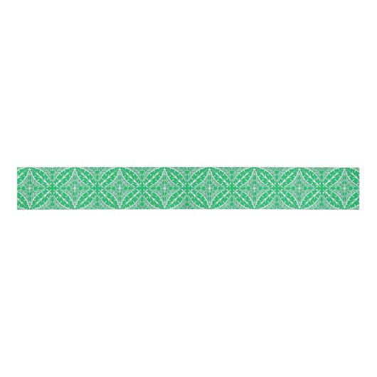 Marokkaanse tegels - groen en wit jade grosgrain lint (Voorkant)