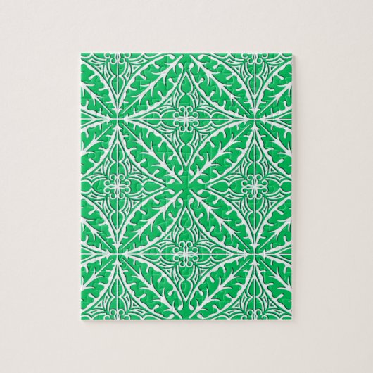 Marokkaanse tegels - groen en wit jade legpuzzel (Verticaal)