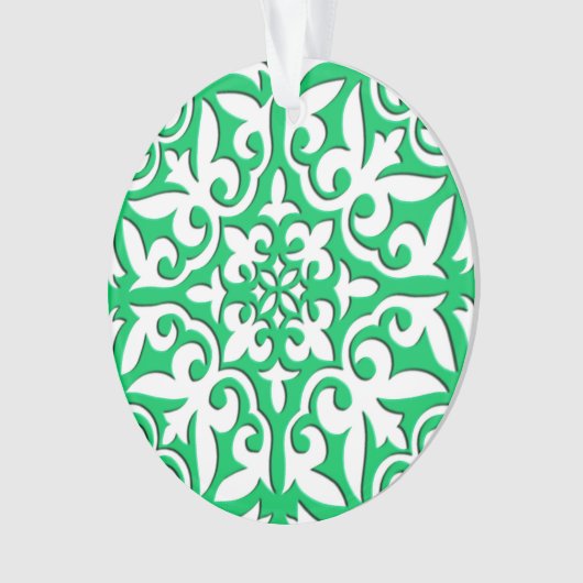Marokkaanse tegels - groen en wit jade ornament (voorkant)