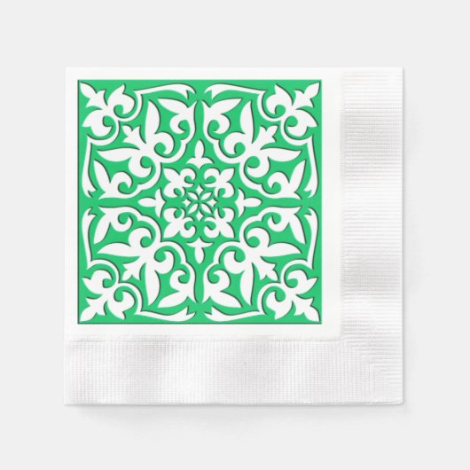 Marokkaanse tegels - groen en wit jade servetten (Voorkant)