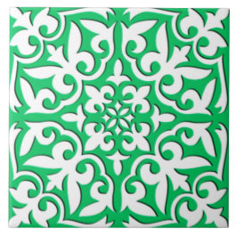 Marokkaanse tegels - groen en wit jade tegeltje