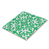 Marokkaanse tegels - groen en wit jade tegeltje (Zijkant)