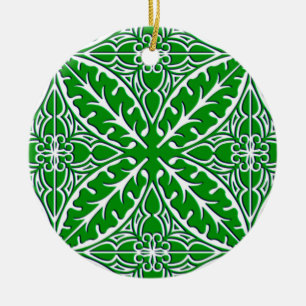 Marokkaanse tegels - groene en witte smaragdvis keramisch ornament