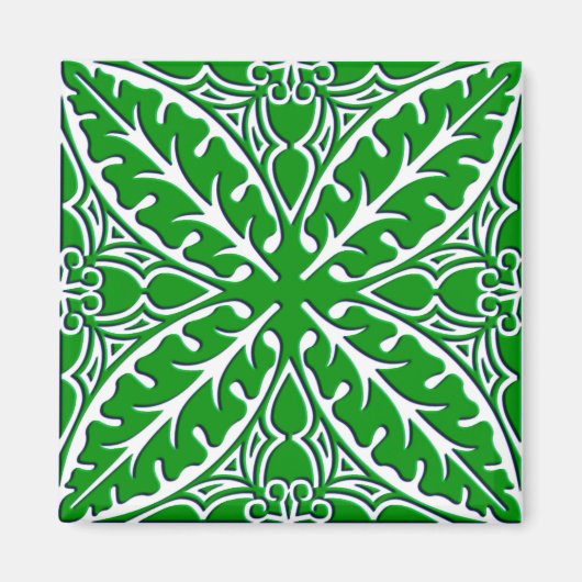 Marokkaanse tegels - groene en witte smaragdvis magneet (Voorkant)