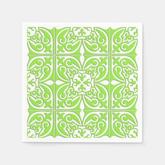 Marokkaanse tegels - kalkgroen en wit servetten (Voorkant)