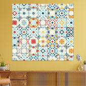 Marokkaanse tegels, kleurrijk naadloos patroon. canvas afdruk (Insitu (Woonkamer))