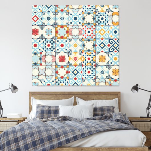 Marokkaanse tegels, kleurrijk naadloos patroon. canvas afdruk (Insitu (Slaapkamer))