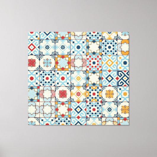 Marokkaanse tegels, kleurrijk naadloos patroon. canvas afdruk (Voorkant)