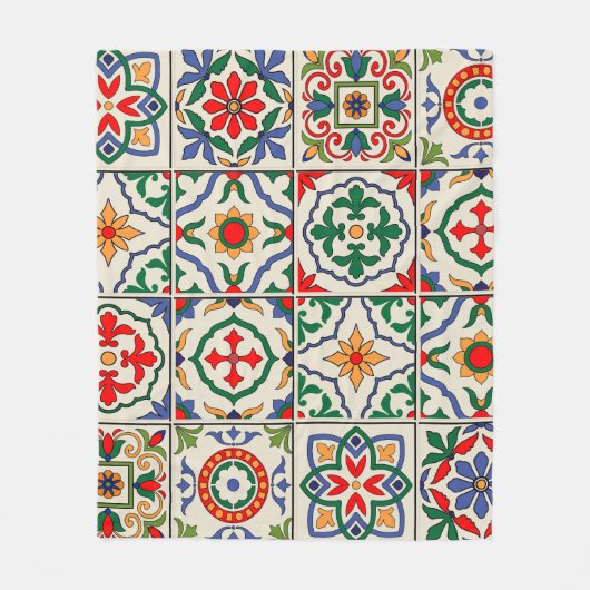Marokkaanse Tegels: kleurrijk naadloos patroon. Fleece Deken (Voorkant)
