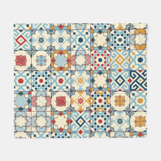 Marokkaanse tegels, kleurrijk naadloos patroon. fleece deken (Voorkant (Horizontaal))