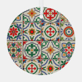 Marokkaanse Tegels: kleurrijk naadloos patroon. Glas Ornament (Achterkant)