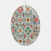 Marokkaanse Tegels: kleurrijk naadloos patroon. Glas Ornament (Voorkant links)