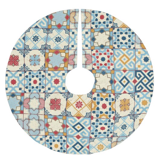 Marokkaanse tegels, kleurrijk naadloos patroon. kerstboom rok (Voorkant)