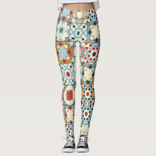 Marokkaanse tegels, kleurrijk naadloos patroon. leggings