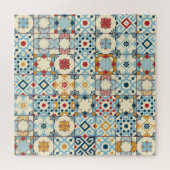 Marokkaanse tegels, kleurrijk naadloos patroon. legpuzzel (Horizontaal)