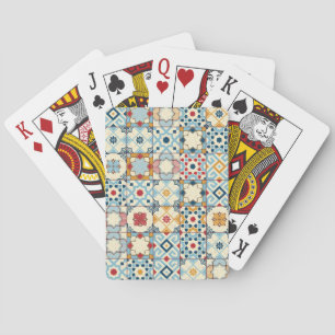 Marokkaanse tegels, kleurrijk naadloos patroon. pokerkaarten