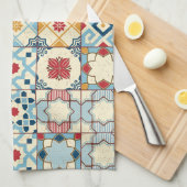 Marokkaanse tegels, kleurrijk naadloos patroon. theedoek (Quarter Fold)