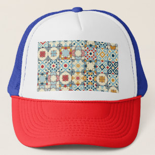 Marokkaanse tegels, kleurrijk naadloos patroon. trucker pet