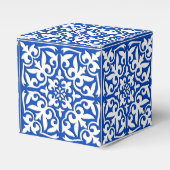 Marokkaanse tegels - kobalt blauw en wit bedankdoosjes (Voorkant Zijde)