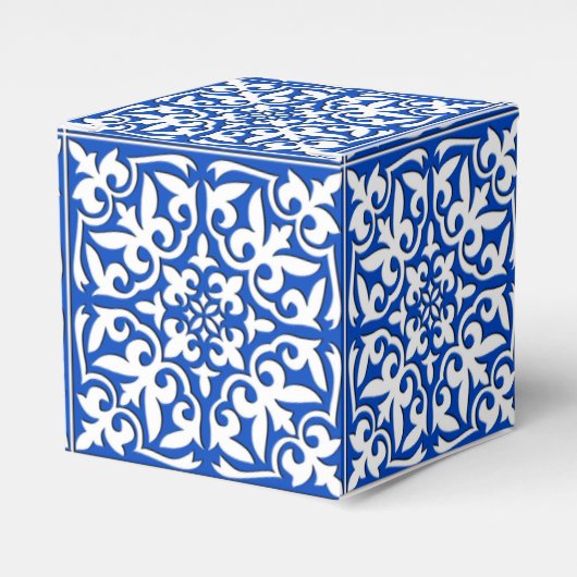 Marokkaanse tegels - kobalt blauw en wit bedankdoosjes (Voorkant Zijde)