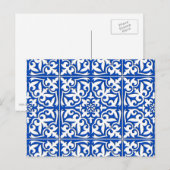 Marokkaanse tegels - kobalt blauw en wit briefkaart (Voorkant / Achterkant)