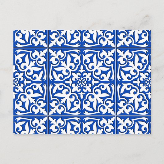 Marokkaanse tegels - kobalt blauw en wit briefkaart (Voorkant)