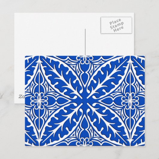 Marokkaanse tegels - kobalt blauw en wit briefkaart (Voorkant / Achterkant)