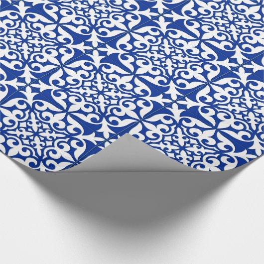 Marokkaanse tegels - kobalt blauw en wit cadeaupapier (Hoek)