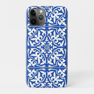 Marokkaanse tegels - kobalt blauw en wit iPhone 11 pro hoesje