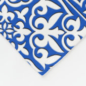 Marokkaanse tegels - kobalt blauw en wit fleece deken (Hoek)