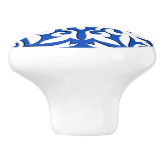 Marokkaanse tegels - kobalt blauw en wit keramische knop (Zijkant)