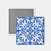 Marokkaanse tegels - kobalt blauw en wit magneet (Voorkant / Achterkant)