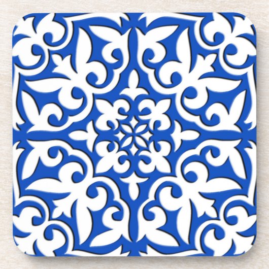 Marokkaanse tegels - kobalt blauw en wit onderzetter (Voorkant)