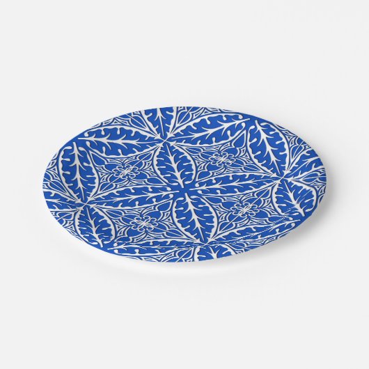 Marokkaanse tegels - kobalt blauw en wit papieren bordje (Gekanteld)