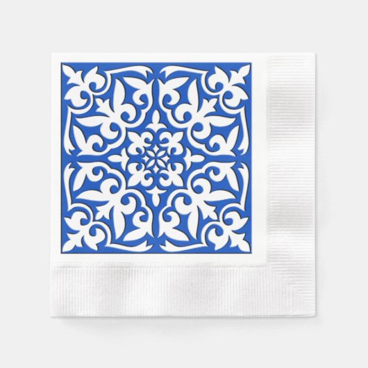 Marokkaanse tegels - kobalt blauw en wit servetten (Voorkant)