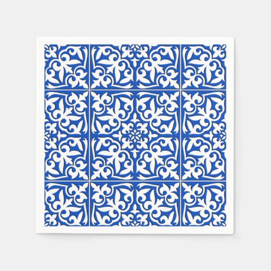 Marokkaanse tegels - kobalt blauw en wit servetten (Voorkant)