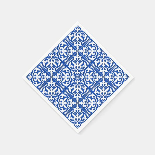 Marokkaanse tegels - kobalt blauw en wit servetten (Hoek)