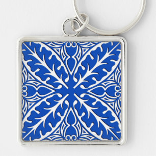 Marokkaanse tegels - kobalt blauw en wit sleutelhanger